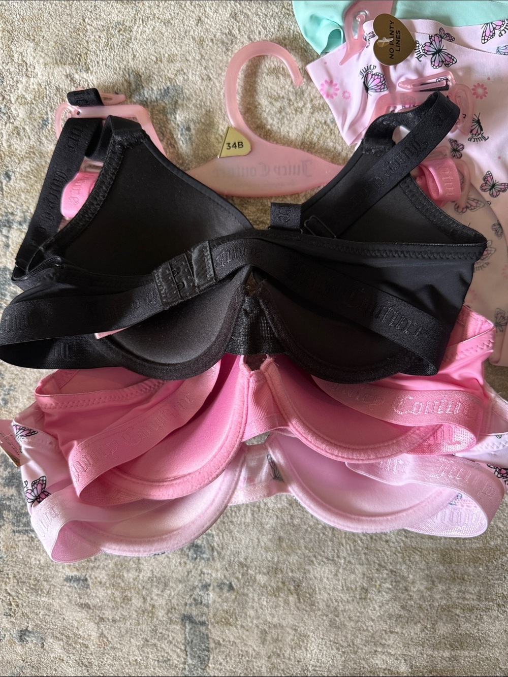 NWT Juicy Couture Three Pack Black & Pink Push Up Bras - Picture 4 of 4